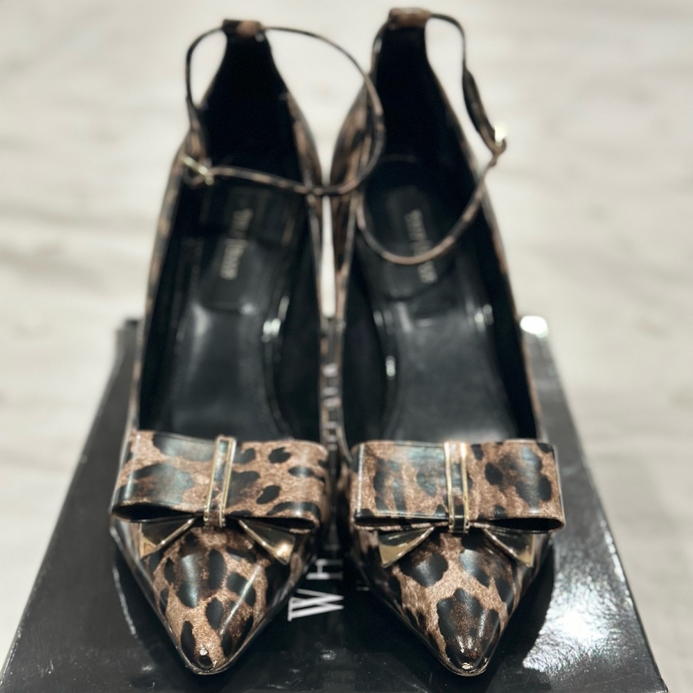 Leopard Print Heels With Removable Bow Clips - image 5